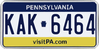 PA license plate KAK6464