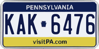 PA license plate KAK6476