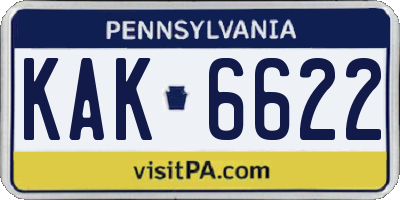 PA license plate KAK6622