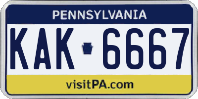 PA license plate KAK6667