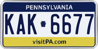 PA license plate KAK6677