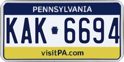 PA license plate KAK6694
