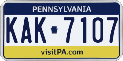 PA license plate KAK7107
