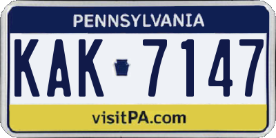 PA license plate KAK7147