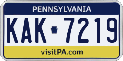 PA license plate KAK7219