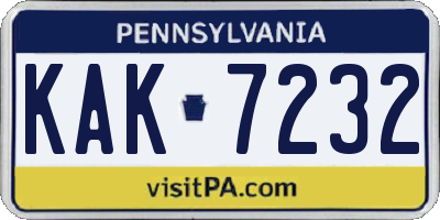 PA license plate KAK7232