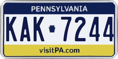 PA license plate KAK7244