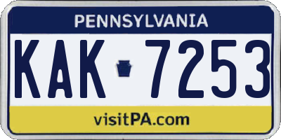 PA license plate KAK7253