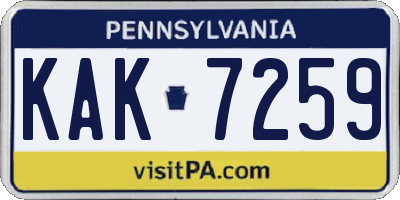 PA license plate KAK7259