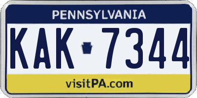 PA license plate KAK7344
