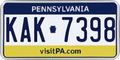 PA license plate KAK7398