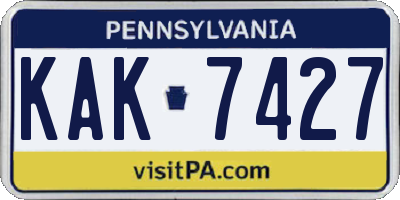 PA license plate KAK7427