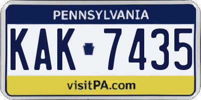 PA license plate KAK7435