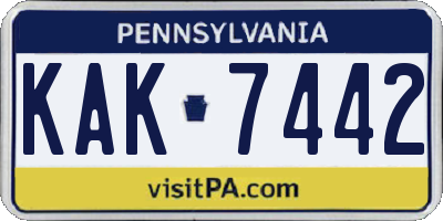 PA license plate KAK7442