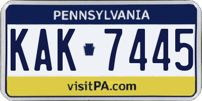 PA license plate KAK7445