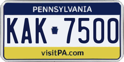 PA license plate KAK7500