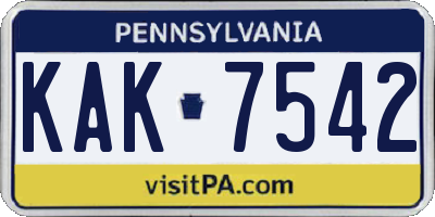 PA license plate KAK7542