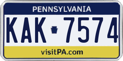PA license plate KAK7574