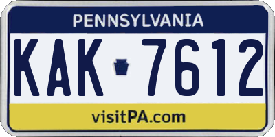 PA license plate KAK7612