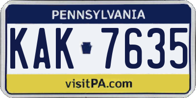 PA license plate KAK7635