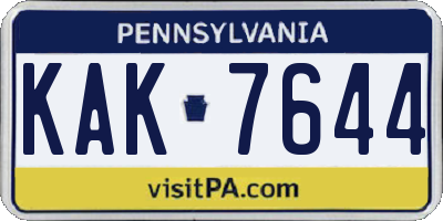 PA license plate KAK7644
