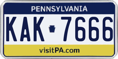 PA license plate KAK7666
