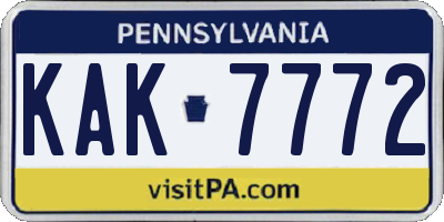 PA license plate KAK7772