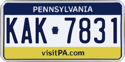 PA license plate KAK7831