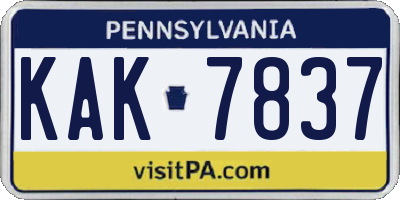 PA license plate KAK7837