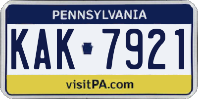 PA license plate KAK7921