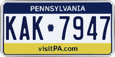 PA license plate KAK7947
