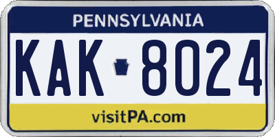 PA license plate KAK8024