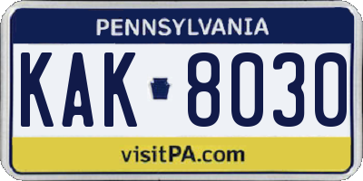 PA license plate KAK8030