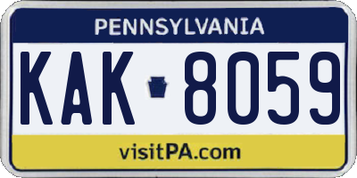 PA license plate KAK8059