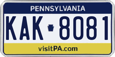 PA license plate KAK8081