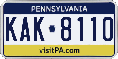 PA license plate KAK8110