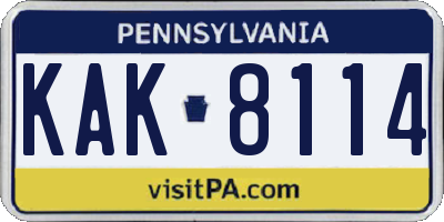 PA license plate KAK8114