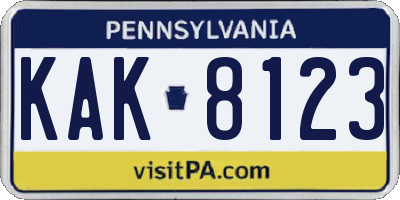 PA license plate KAK8123
