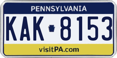 PA license plate KAK8153