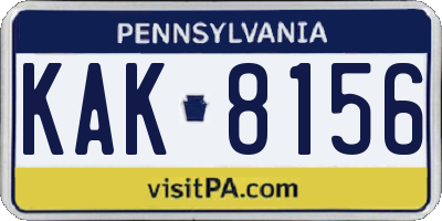 PA license plate KAK8156