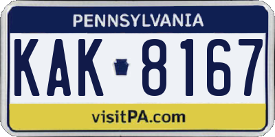 PA license plate KAK8167