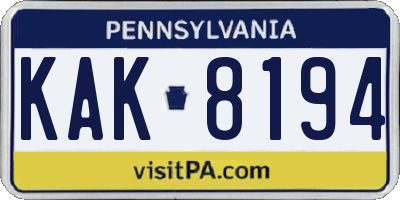 PA license plate KAK8194