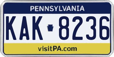 PA license plate KAK8236