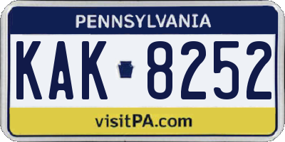 PA license plate KAK8252