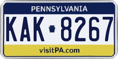 PA license plate KAK8267