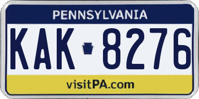PA license plate KAK8276