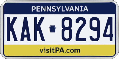 PA license plate KAK8294