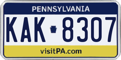 PA license plate KAK8307