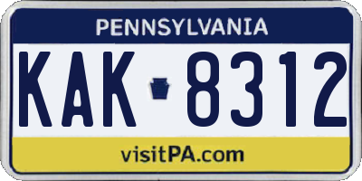 PA license plate KAK8312