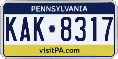 PA license plate KAK8317
